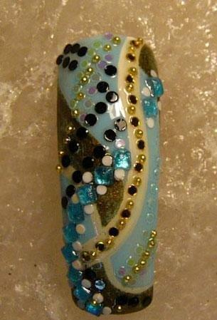  Нейл-арт с песком (бульонки) "Царевна-Лебедь"